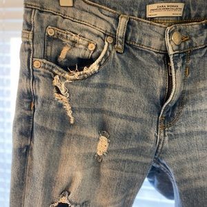 Zara Ripped Destroyed Light Wash Jeans